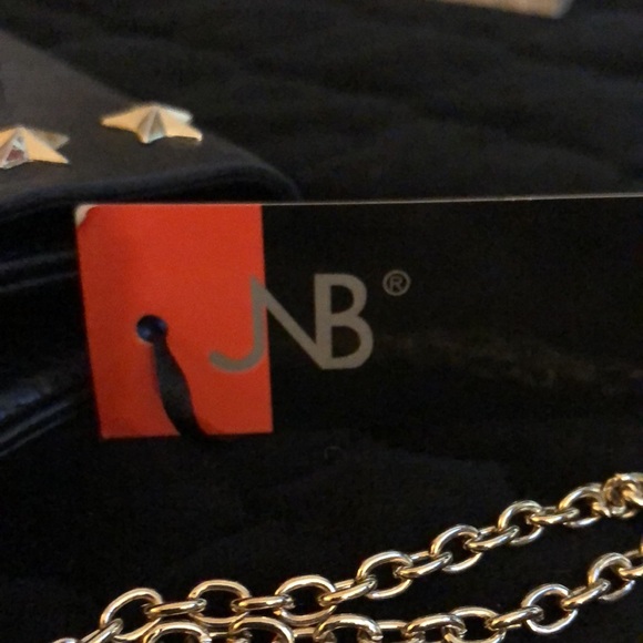 JNB Star studded, black clutch/handbag, with detachable 24 in. gold chain.💫 - Picture 5 of 7